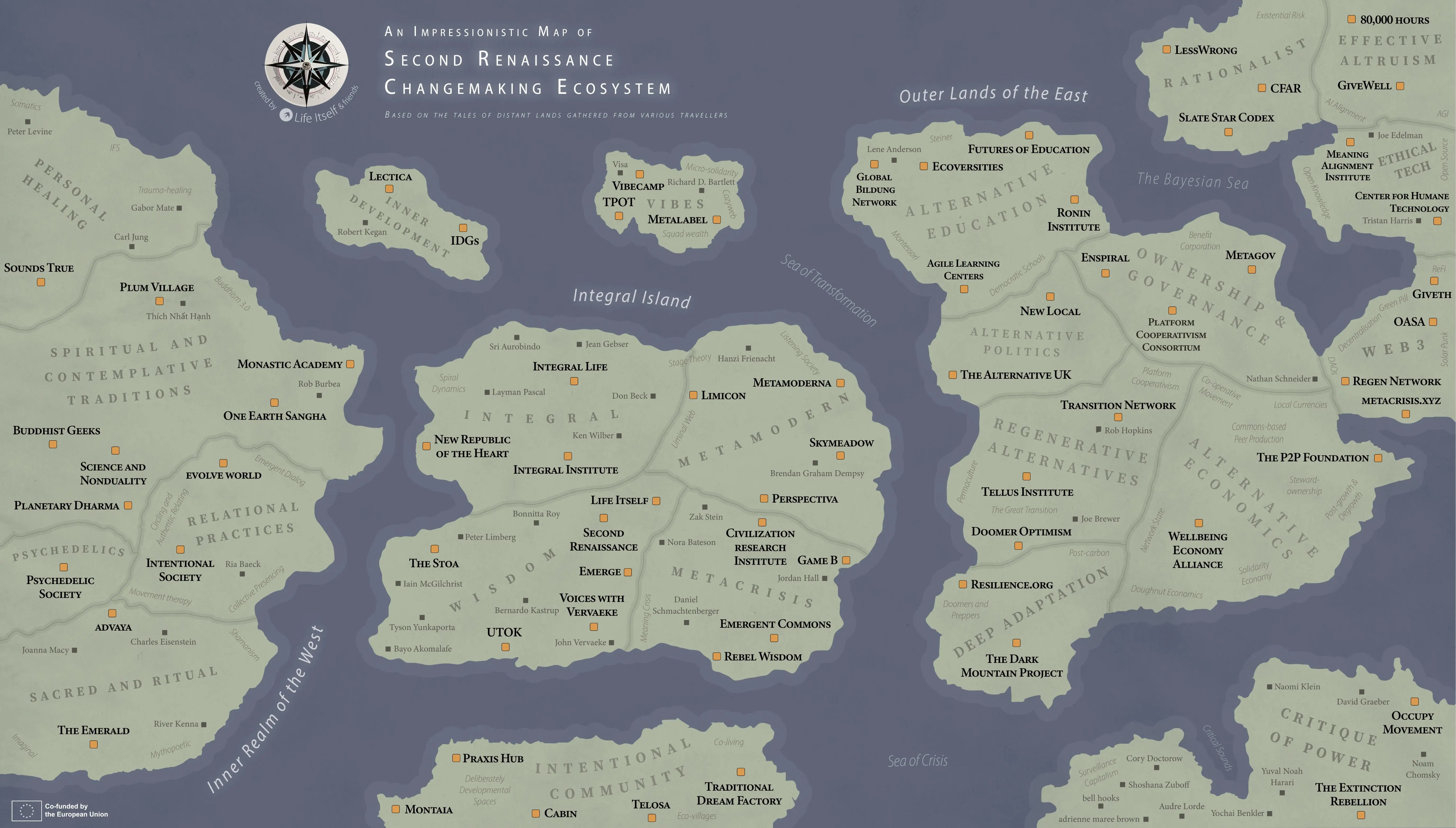 Map of the Second Renaissance Changemaking Ecosystem as created by Life Itself and friends May 2024